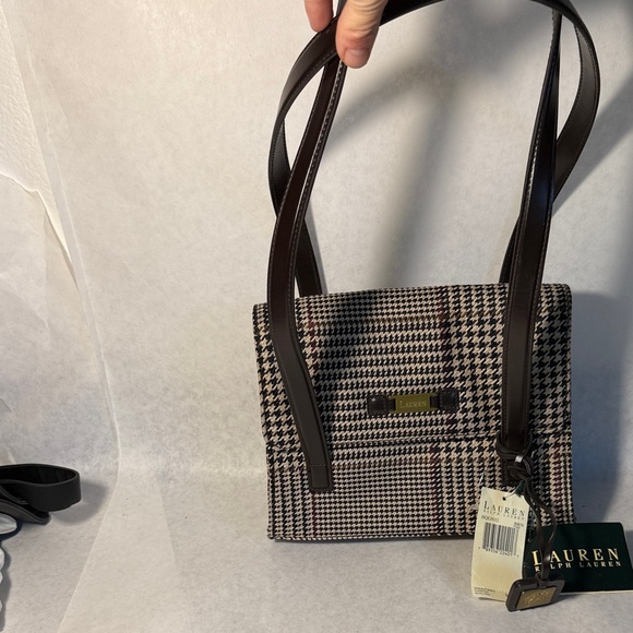 Lauren Ralph Lauren Houndstooth Shoulder Bag - Black and Brown - Picture 5 of 12